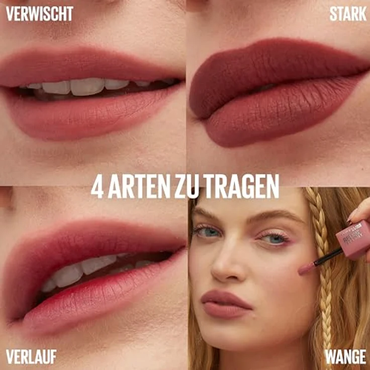 MAYBELLINE Superstay Teddy Tint Lippenstift 25 Baby Tee, Soft-mattes Finish ohne Abfärben, 5 ml – Bild 4