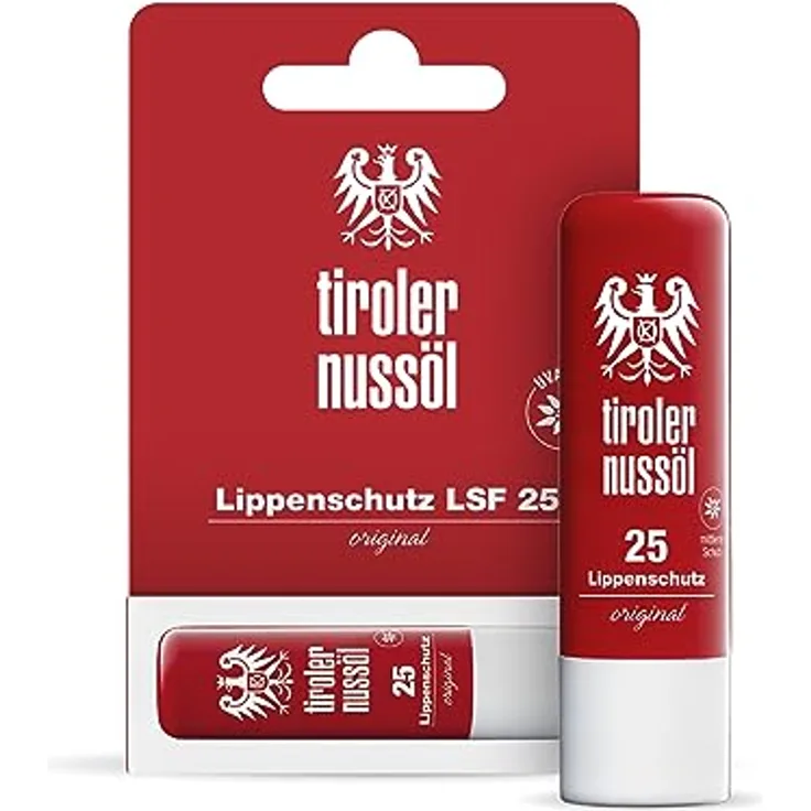 Tiroler Nussöl Lippenpflege Original, Lippenpflegestift mit LSF 25, 5 g, ohne Konservierungsstoffe
