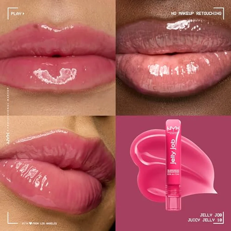 NYX PROFESSIONAL MAKEUP Jelly Job Peptide Infused Jelly Gloss, voluminöser Glanz für vollere Lippen, 16 schimmernde Farbtöne – Bild 2