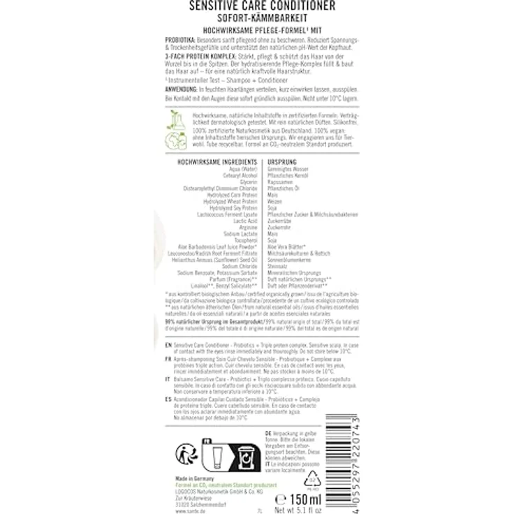 Sante Naturkosmetik Sensitive Care Conditioner Probiotika + 3-Fach Protein Komplex, 150 ml – Bild 2