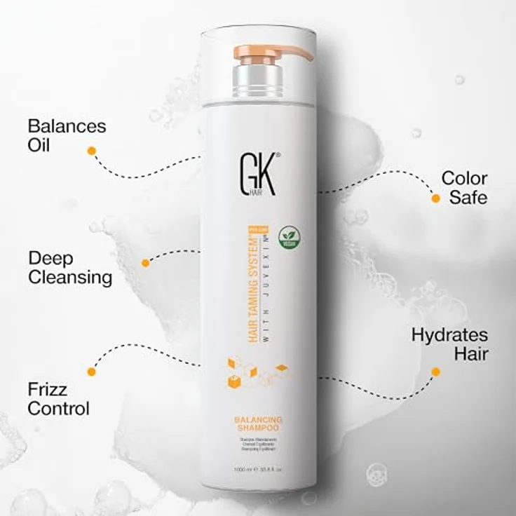 GK HAIR Global Keratin Balancing Shampoo, 1000 ml für fettiges & farbbehandeltes Haar, tiefenreinigend und pH-wiederherstellend – Bild 4