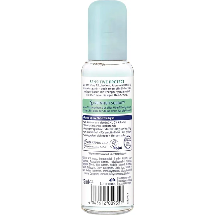 CD Deodorant Sensitive Protect, 3 x 75ml, ohne Alkohol, 48h zuverlässiger Schutz für empfindliche Haut