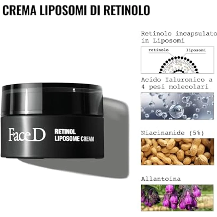 FaceD - Retinol Liposomen Creme, 50 ml - Anti-Aging-Creme zur Bekämpfung von Falten und Hauttrockenheit – Bild 2