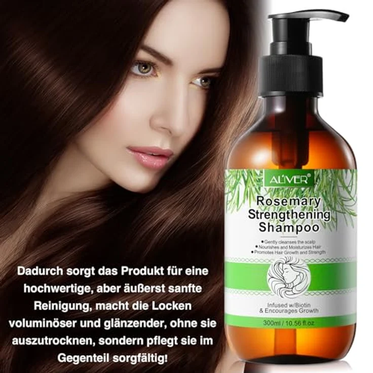 P-Beauty Rosmarin Shampoo für Haarwachstum 300ml, Pflegeshampoo gegen Haarausfall mit natürlichen Inhaltsstoffen, revitalisierendes Kopfhautshampoo für alle Haartypen – Bild 5