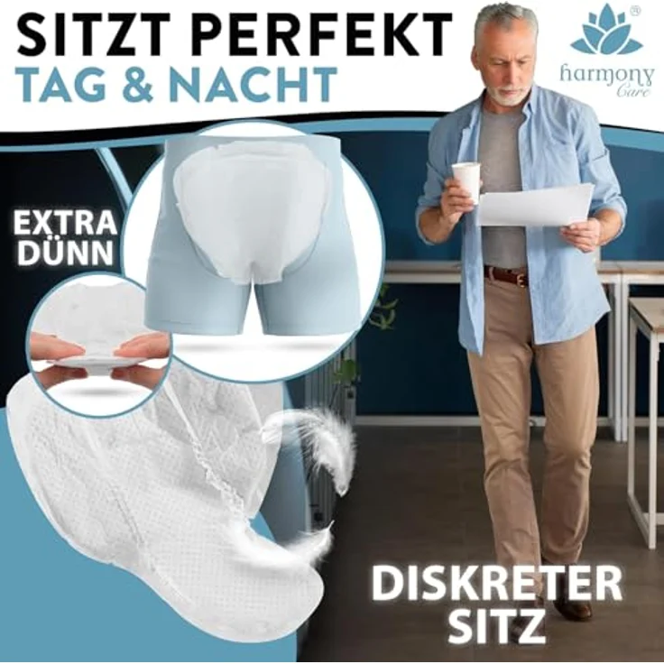 Harmony Care® Inkontinenzeinlagen für Männer, SUPER saugstark, 470 ml Absorption, anatomische Passform, 240 Stück – Bild 4