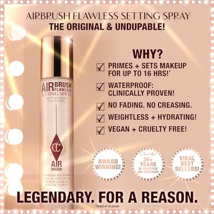 Charlotte Tilbury Airbrush Flawless Setting Spray, 100 ml - leicht, feuchtigkeitsspendend, wasserfest, schweißresistent – Bild 2