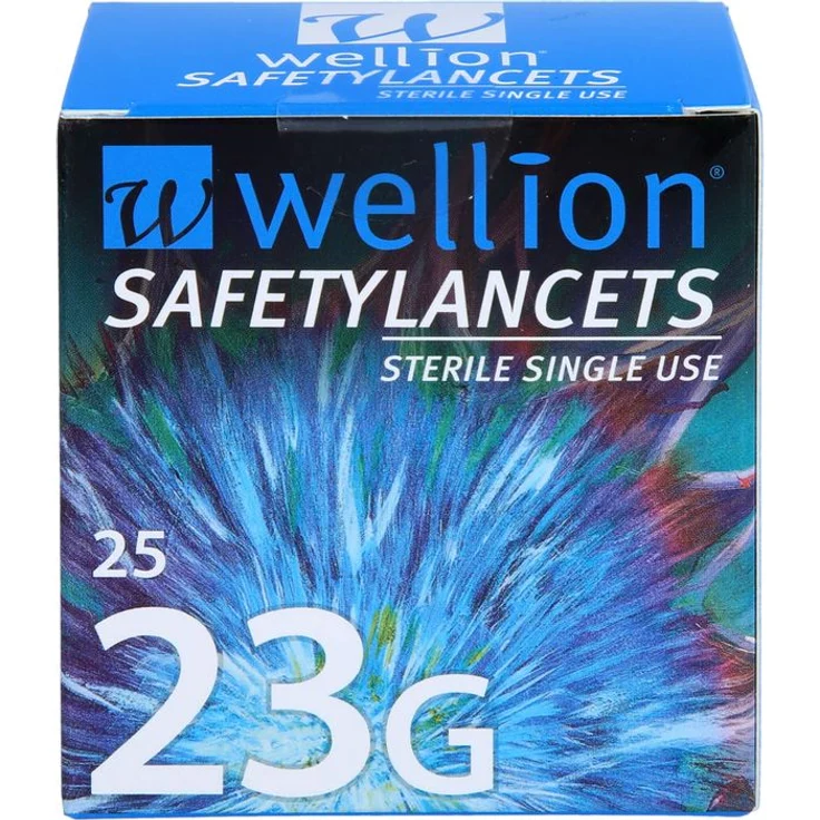 WELLION Safetylancets 23 G, Sicherheitseinmallanz, 25 Stück, Medizinisches Zubehör