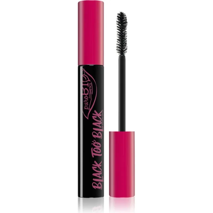 puroBIO Cosmetics Black too Black Volumen- und Pflegemascara, 9,9 ml, für intensives Volumen und perfekte Wimperntrennung, vegan