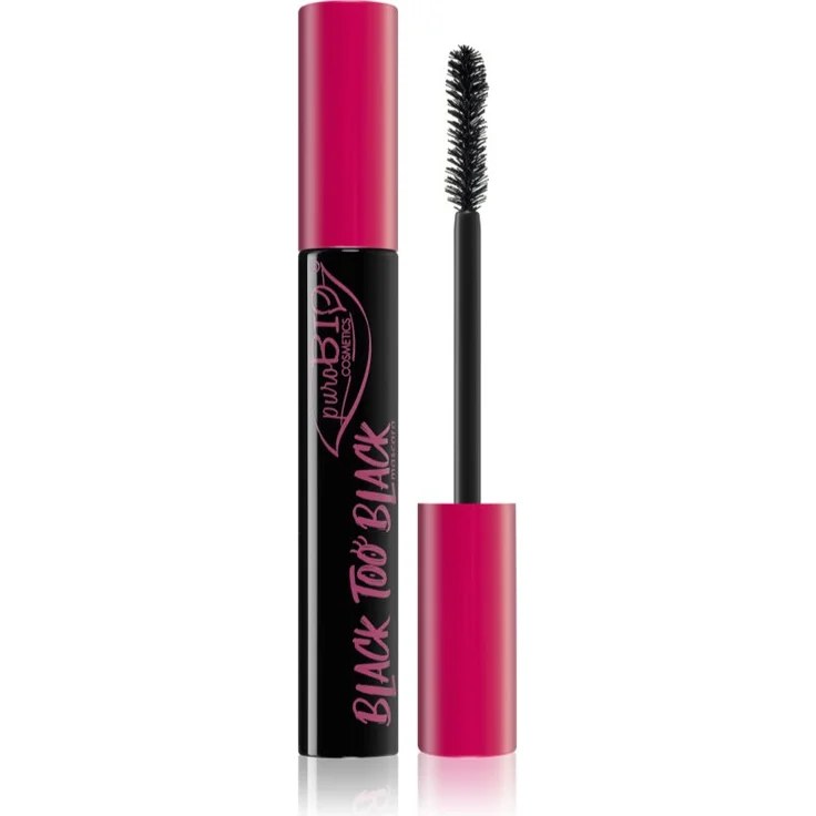 puroBIO Cosmetics Black too Black Volumen- und Pflegemascara, 9,9 ml, für intensives Volumen und perfekte Wimperntrennung, vegan – Bild 1