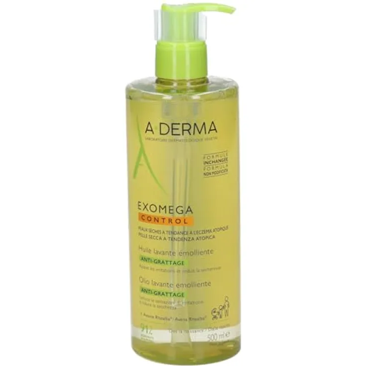 A-Derma Exomega Control Emollient Shower Oil, Duschöl für trockene bis atopische Haut, 500 ml