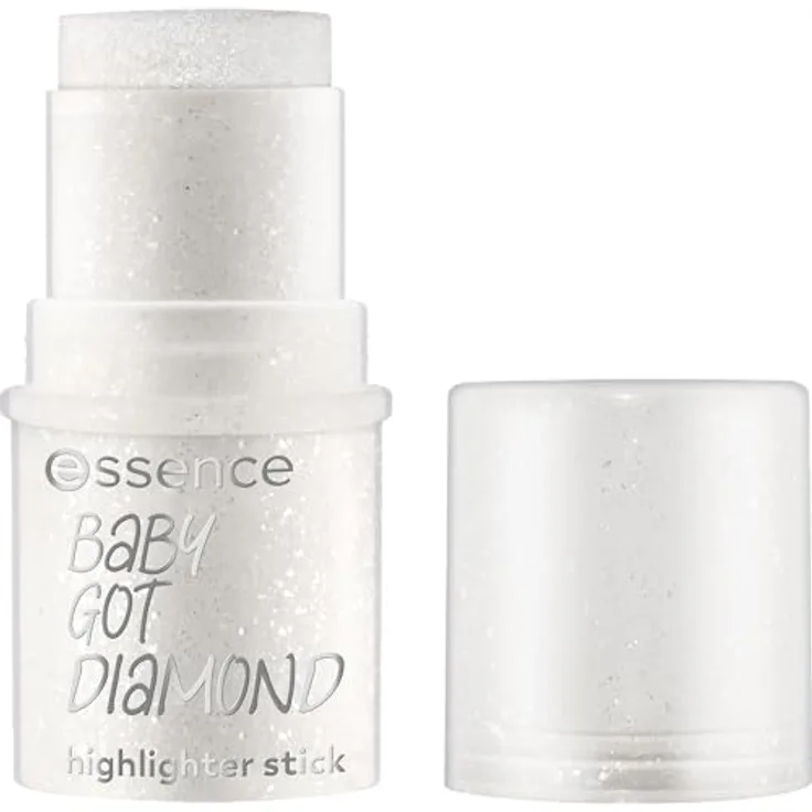 essence cosmetics BABY GOT DIAMOND highlighter stick, Silber, glänzend, strahlend, shimmernd, glitzernd, vegan, 5.4g, ohne Parfüm, ohne Konservierungsstoffe, ohne Parabene