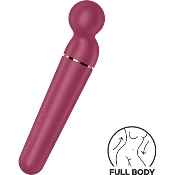 Satisfyer Planet Wand-er Massagestab, 60 Vibrationsmodi, wasserfest (IPX7), wiederaufladbar, 30,5 cm, in Beere – Bild 2