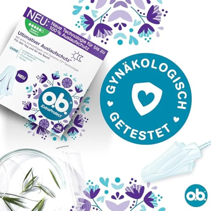 o.b. ExtraProtect Tampons Super+ Comfort, gynäkologisch getestet mit Dynamic Fit Technologie und extra Schutzflügeln für sehr starke Perioden – Bild 5