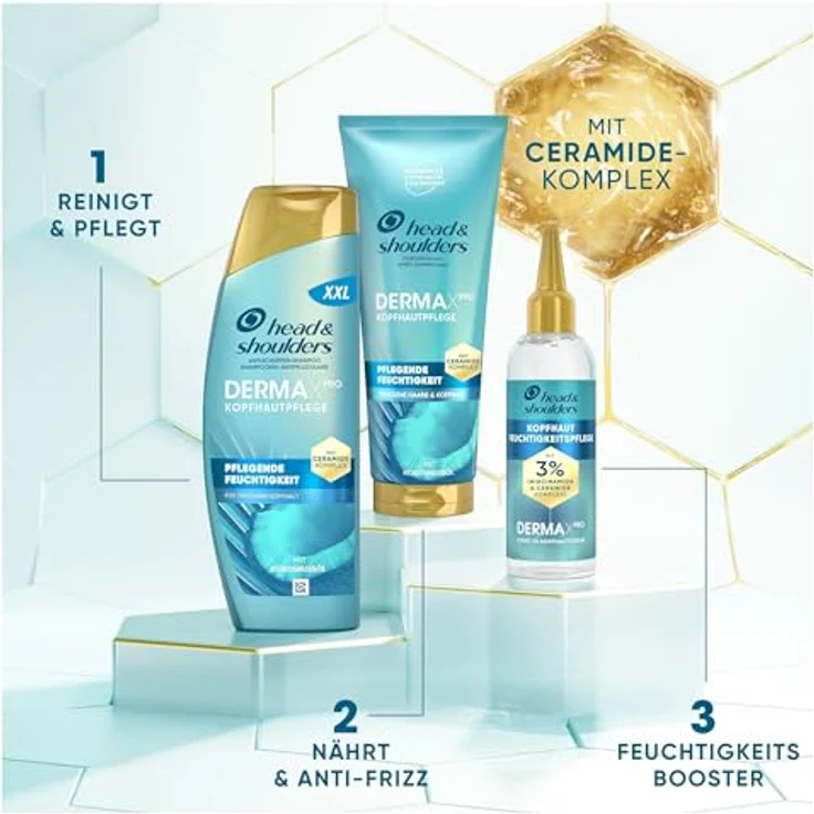 Head & Shoulders DermaXPro Pflegende Feuchtigkeit Shampoo, 500ml, für trockene Kopfhaut mit Kokosmilch und Aloe Vera – Bild 7