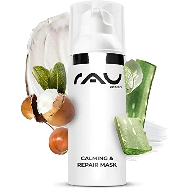 RAU Cosmetics Gesichtsmaske für trockene Haut Calming & Repair Mask 50 ml - Hautmaske - Rückfettend, reizlindernd, beruhigend mit Urea, Aloe Vera, Panthenol - Gesichtsmaske Kosmetik Herren Frauen