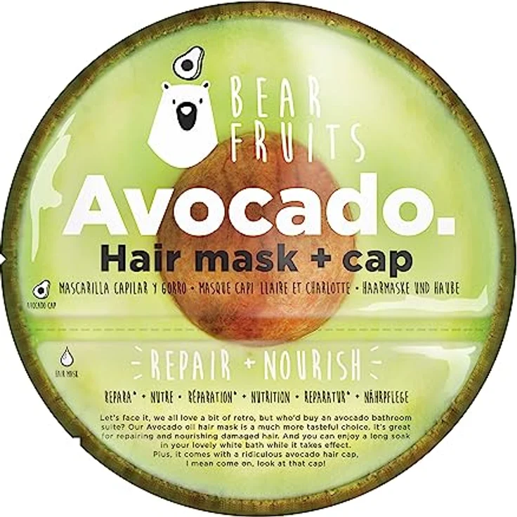 Bear Fruits Mermaid Tiefenfeuchtigkeit + Glanz Haarmaske mit wiederverwendbarer Haube, 20 ml – Bild 1