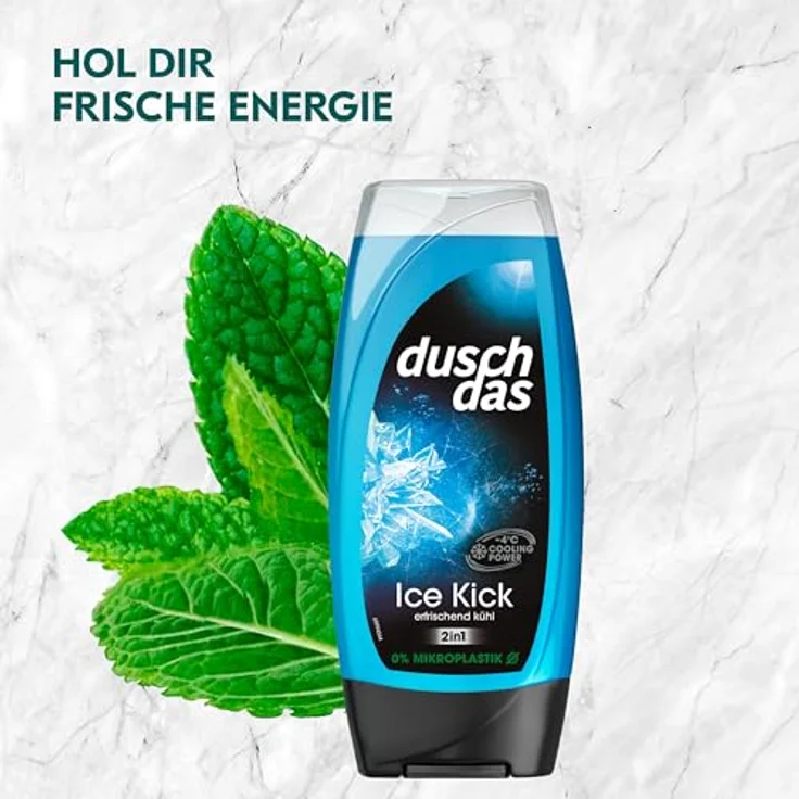 Duschdas 2-in-1 Duschgel & Shampoo Ice Kick, erfrischendes Duschbad mit -4°C Cooling Power, 225 ml, recycelbare Eco-Flasche – Bild 5