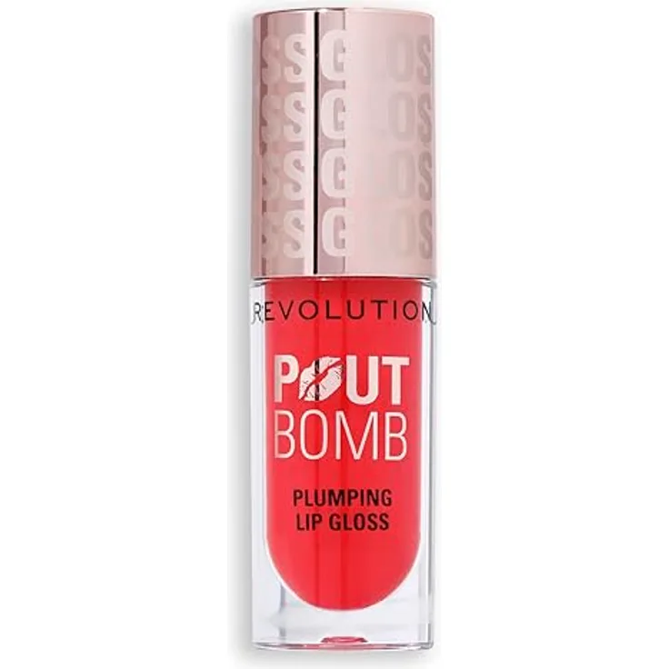 Revolution Pout Bomb Plumping Gloss Cherry Sheer Red, 4,6 ml, Lippenpflege mit voluminisierendem Effekt und Vitamin E