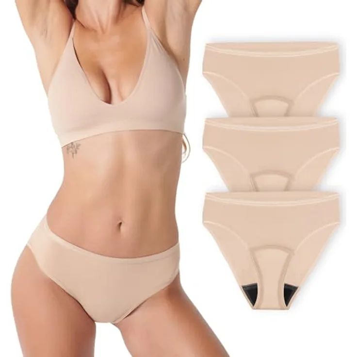 Siegmund Care 3x Damen Slip hautfarben | Waschbare und wiederverwendbare Hygieneunterwäsche mit bis zu 60ml Saugfähigkeit | Größe XXL | bei Blasenschwäche, Beckenbodenschwäche und Tröpfchenverlust