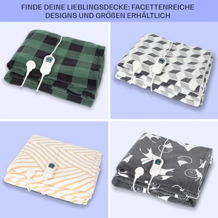 Klarstein Dr. Watson Deluxe XL Heizdecke, 180 x 130 cm, waschbar, 9 Heizstufen, flauschiges Sherpa- und Beibei-Fleece, LED Timer, 160 W – Bild 7