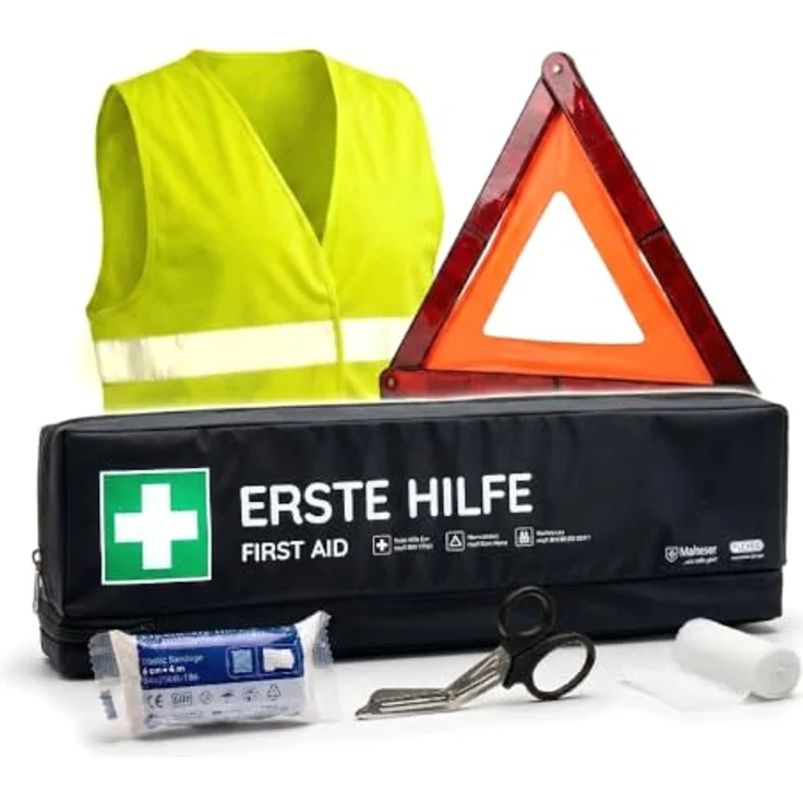 Flexeo KFZ-Verbandtasche inkl. Warndreieck und Warnweste (längliche Form) – Bild 2