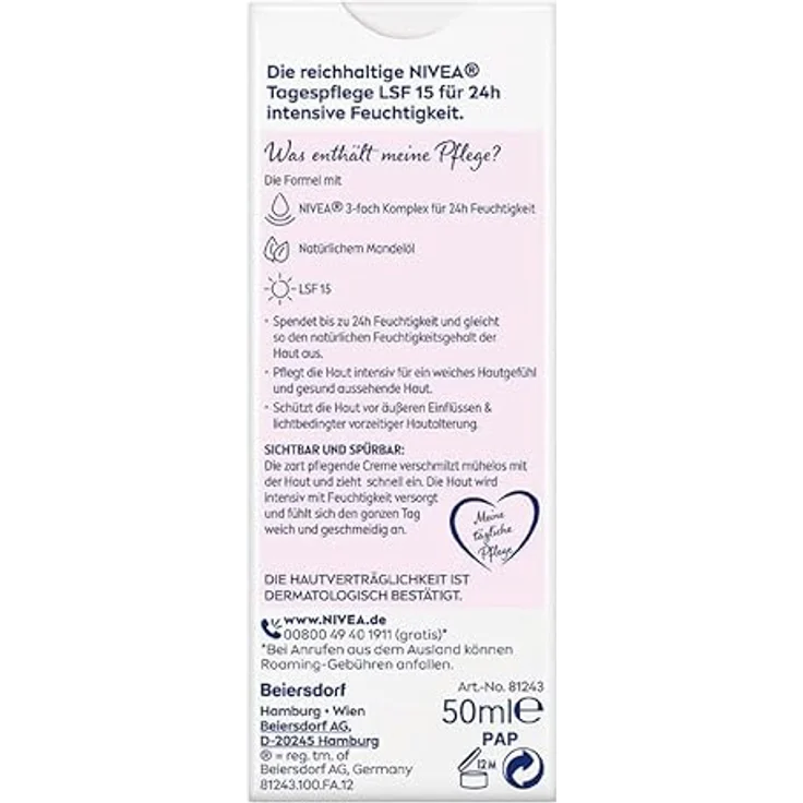 NIVEA Nourishing Tagescreme für trockene Haut, SPF 15, 50 ml, intensiv feuchtigkeitsspendend – Bild 8