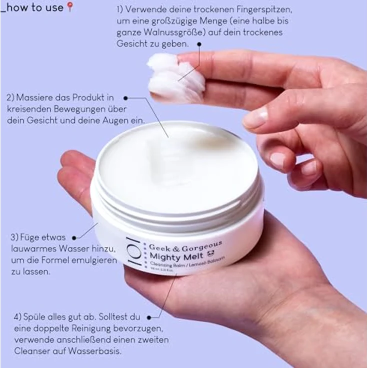 Geek & Gorgeous Mighty Melt Cleansing Balm - Sanfter Reinigungsbalsam für das Gesicht, für alle Hauttypen, inkl. sensible Haut, mit milden Tensiden, 98 ml Dose – Bild 5
