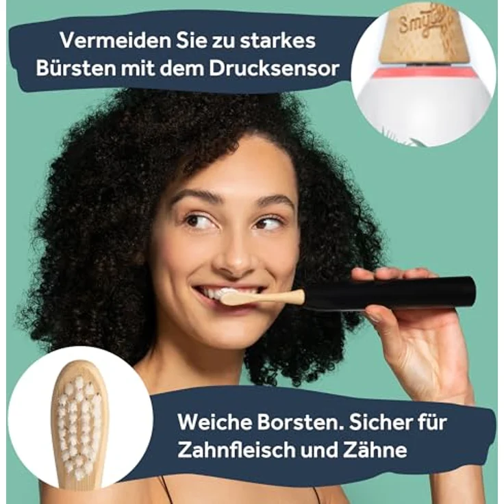 Smyle Schallzahnbürste Jungle-print – mit Sensor, 3 Monate Akkulaufzeit, USB-C-Ladegerät, intelligenter Timer, 5 Putzmodi, wasserdicht – Bild 5