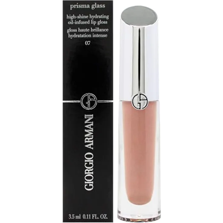 Giorgio Armani Prisma Glass Lipgloss 07 Nude Glow, hochglänzend, feuchtigkeitsspendende Formel, 3,1 g