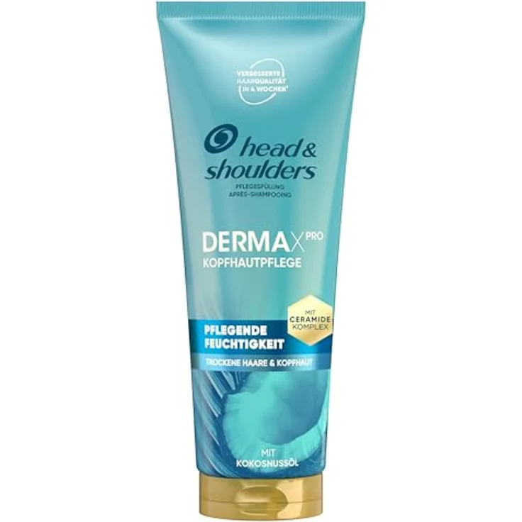 Head & Shoulders DermaXPro Pflegende Feuchtigkeit Leichte Spülung 220ml mit Kokosöl & Ceramide-Komplex für Trockene Kopfhaut; Hilft, die Hautbarriere zu Stärken für Schuppenfreies, Gepflegtes Haar, Conditioner – Bild 1