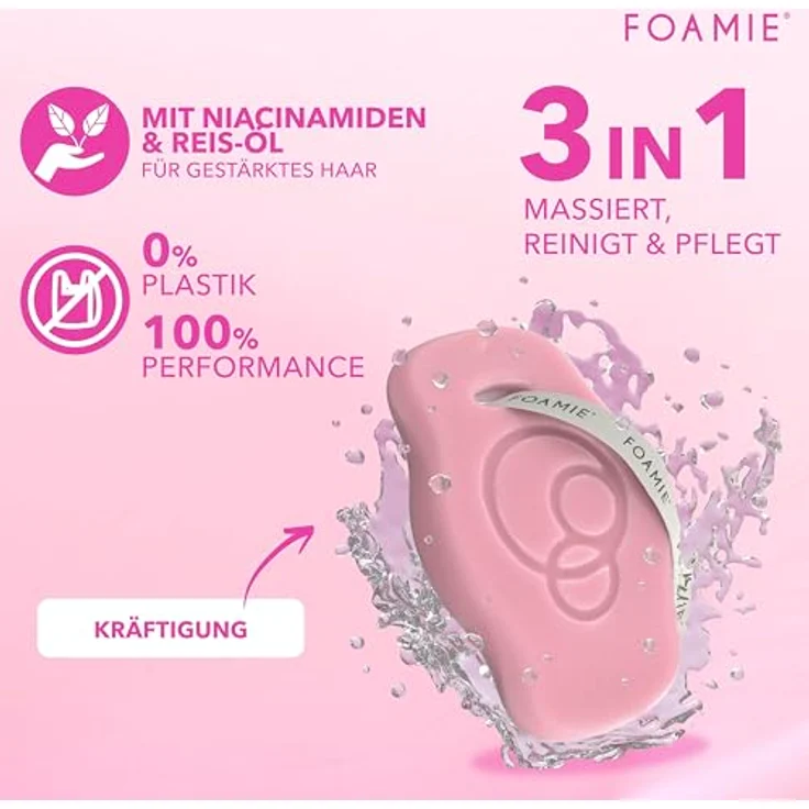 Foamie Festes Shampoo STRENGTH mit Niacinamid, Volumen Shampoo für feines Haar, Reisextrakte, 80g – Bild 4