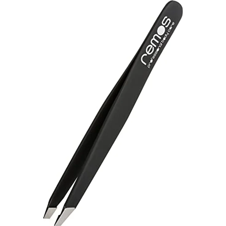 REMOS Profi Pinzette, Augenbrauen-Pinzette mit extra feinen Spitzen, rostfreier Edelstahl, schwarz, inkl. Schutzetui – Bild 1