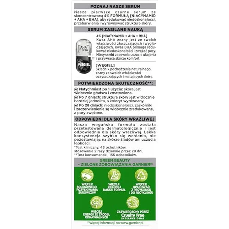 Garnier Reines Leder Serum gegen Unvollkommenheiten mit AHA, BHA und Kohlenstoff, 30ml - Akne neigende Haut, 40% recycelte Materialien – Bild 4