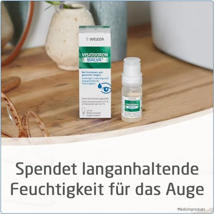 WELEDA Visiodoron Malva® Augentropfen, 10ml - bei trockenen, gereizten Augen, lindert sofort und befeuchtet langanhaltend, frei von Konservierungsstoffen – Bild 3