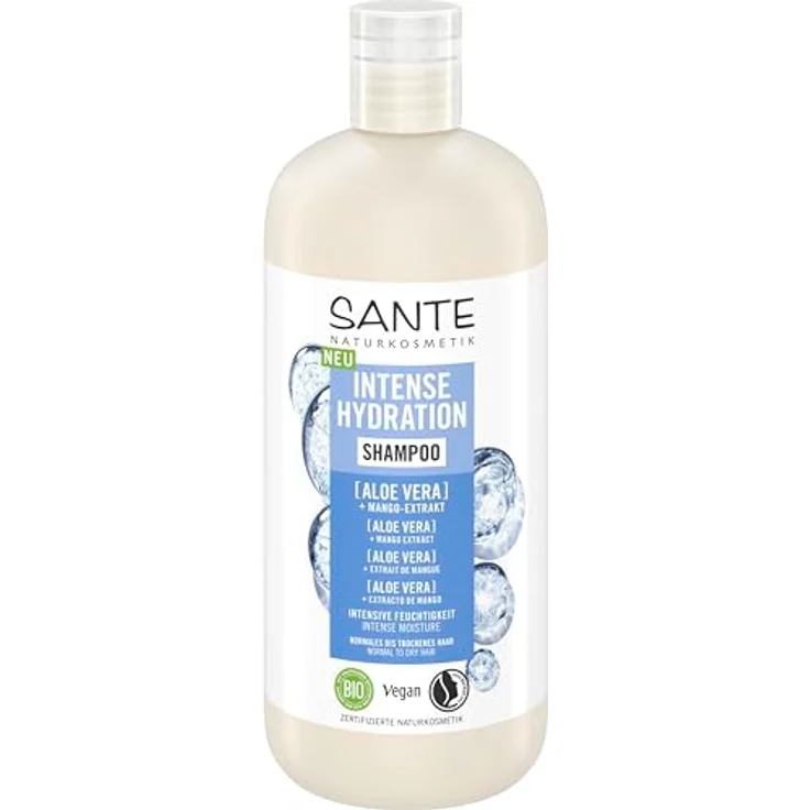 SANTE Naturkosmetik Intense Hydration Shampoo Aloe Vera + Mango-Extrakt, veganes Pflegeshampoo für intensive Feuchtigkeit, stärkt trockenes Haar, 500 ml – Bild 1