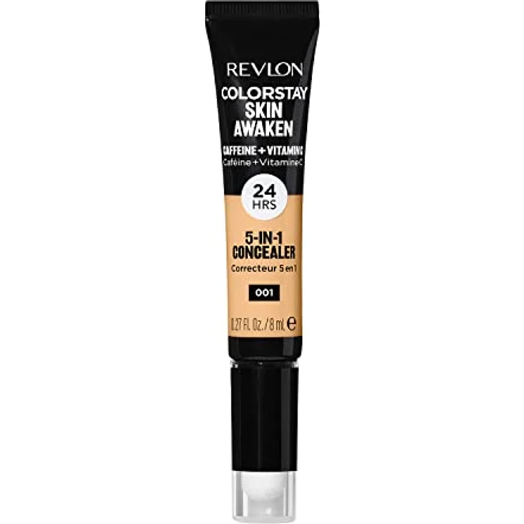 Revlon Colorstay Concealer, 30 g, Skin Awaken 5-in-1 Concealer, Koffein + Vitamin C, antibakterielle Schwammspitze, 24 Stunden lang wach aussehen, farblos – Bild 1