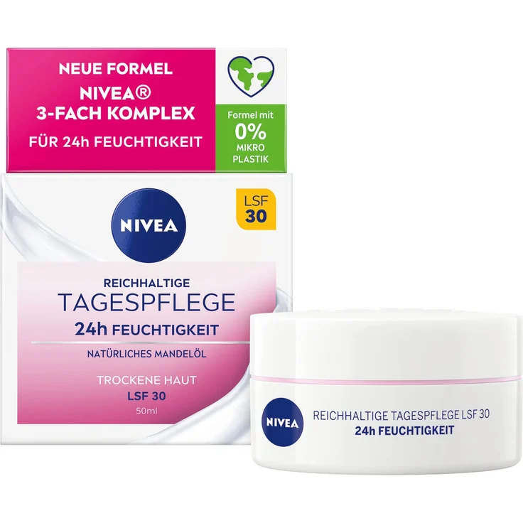 NIVEA Reichhaltige Tagespflege Natürliches Mandelöl LSF 30 Tagescreme 50 ml – Bild 1
