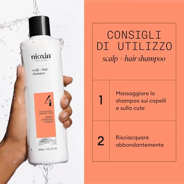 NIOXIN System 4 Scalp + Hair Shampoo - stärkendes Shampoo für geschädigtes Haar mit fortschrittlicher Ausdünnung - mit Biotin und Niacinamid (300 ml) – Bild 5