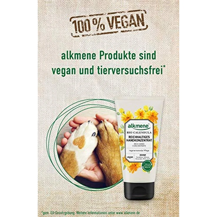 alkmene Handkonzentrat mit Bio Calendula - Reichhaltige Handcreme für sehr trockene Hände & rissige Hände - vegane Creme ohne Silikone, Parabene, Mineralöl, PEGs, SLS & SLES im 3er Pack (3x 75 ml) – Bild 4