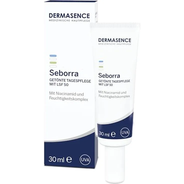 DERMASENCE Seborra Getönte Tagespflege mit LSF 50, 30 ml - Mattierende Tagespflege mit hohem Lichtschutzfaktor - Rötungen kaschierend, grün