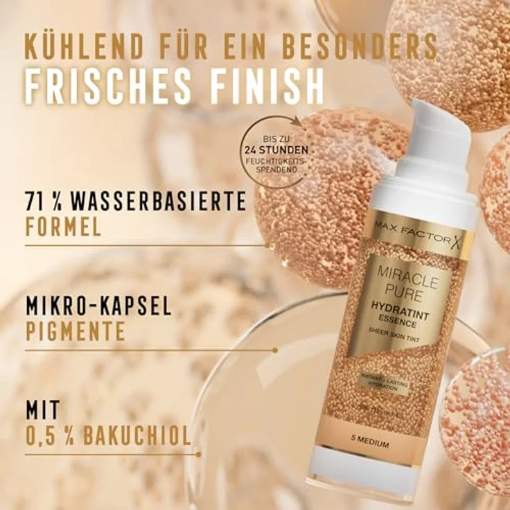 MAX FACTOR Foundation Miracle Pure Hydratint Essence 6 Medium-Deep, 30 ml, vegane Feuchtigkeitsformel mit 24 Stunden Hydration und natürlichem Glow – Bild 6
