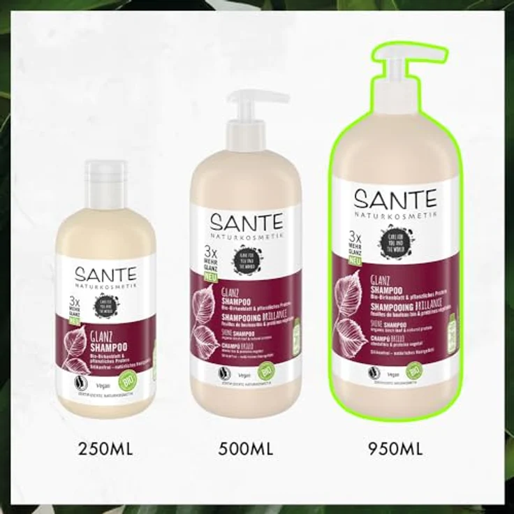 Sante Naturkosmetik Haarpflege Shampoo glanz Shampoo Bio-Birkenblatt & Pflanzliches Protein 950 ml – Bild 5
