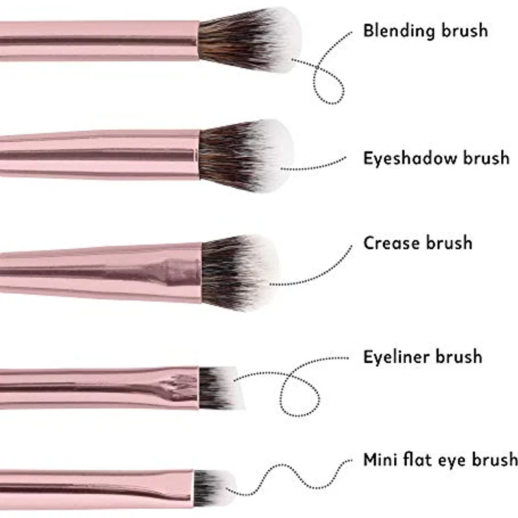 GLOV Accessories Pinselset für die Augen, 5-teiliges Set in Pink, vielseitige Make-up Pinsel für Lidschatten und Eyeliner – Bild 8