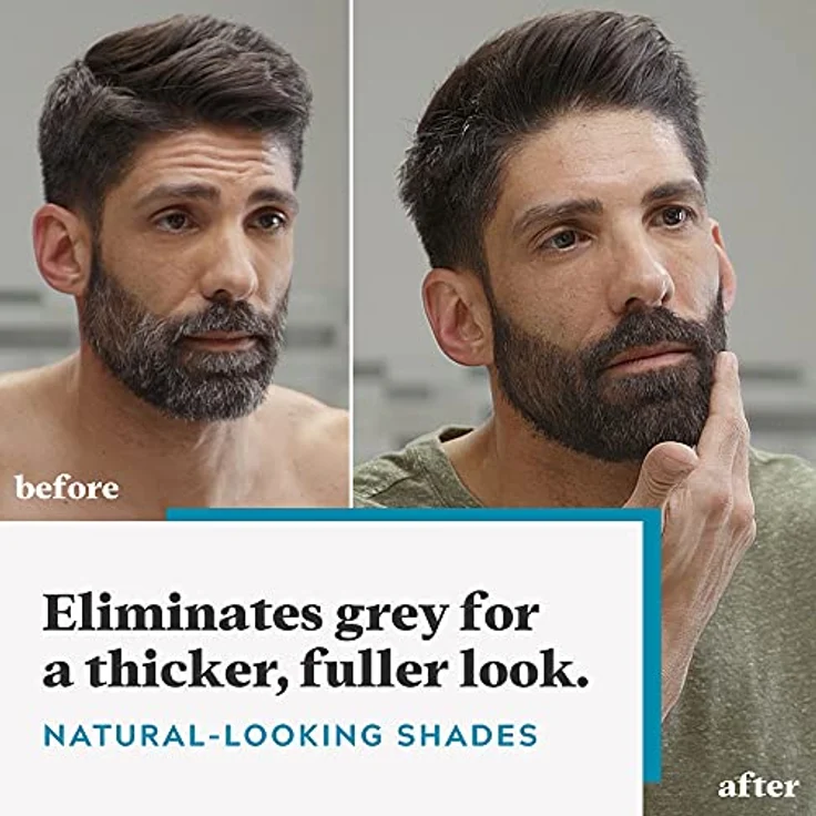 Just for men Bart und Schnurrbart Farbgel zum Einbürsten, beseitigt graue Haare, macht grobe Gesichtsbehaarung weich und geschmeidig, M45 - Schwarzbraun, 40 g – Bild 3