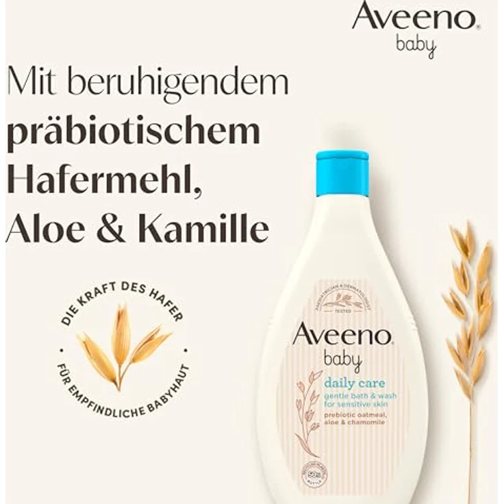 Aveeno Baby Daily Care Dusch- und Badgel für Kinder, 400 ml, sanfte Reinigung mit Hafer- und Kamillenextrakt, feuchtigkeitsspendend, beruhigend – Bild 3
