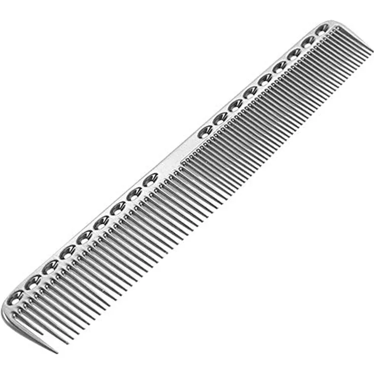 Professioneller Haarkamm, Aluminium, Metall, Schneidekamm, Friseurkamm, Friseurkamm, Haarbürste zum Schneiden und Haarstylen Silber