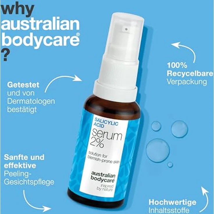 Australian Bodycare Salicylic Acid Serum, Gesichtsserum für fettige und problematische Haut mit 30 ml Salicylsäure, reduzieren Talgproduktion und verfeinern Poren – Bild 4