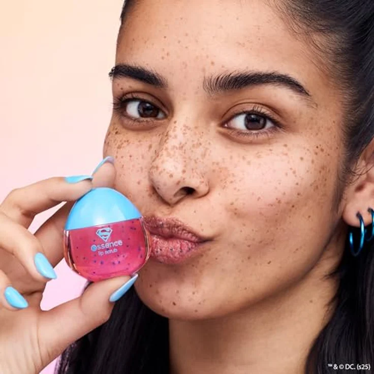 Essence Superman Lip Scrub, Lippenpeeling für Damen mit rosa Zuckerkörnchen, 11 g – Bild 3