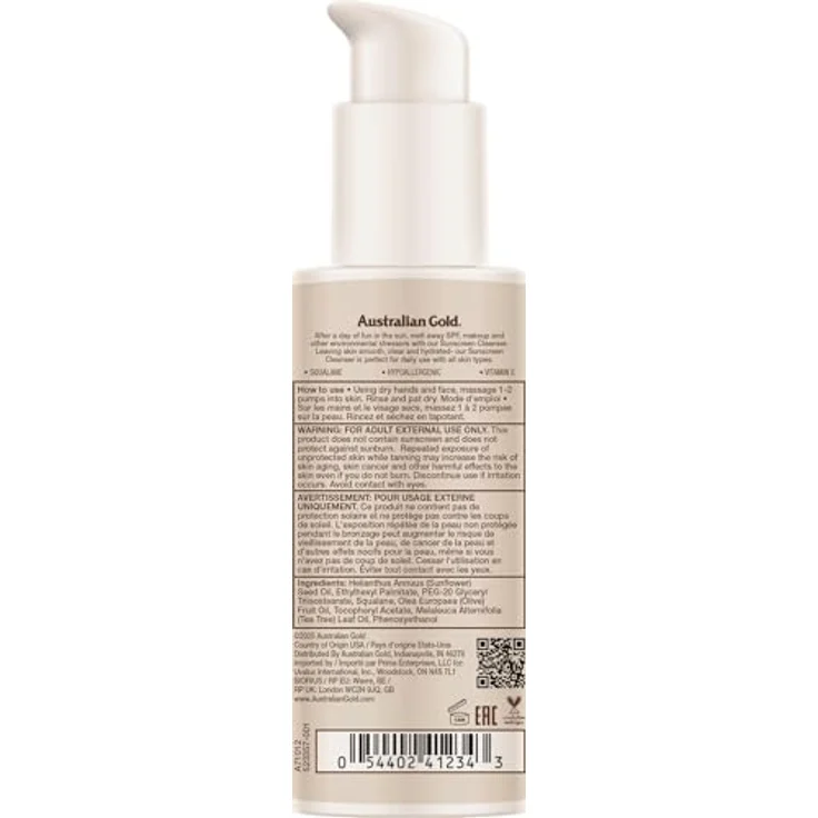Australian Gold Sunscreen Cleanser, Gesichtsreiniger für Damen, 89 ml, spendet Feuchtigkeit und reinigt sanft – Bild 2