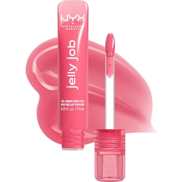 NYX Professional Makeup Jelly Job leuchtender Lippenglanz mit vergrößerndem Effekt, Farbton Jelly Blushin, 7.5 ml